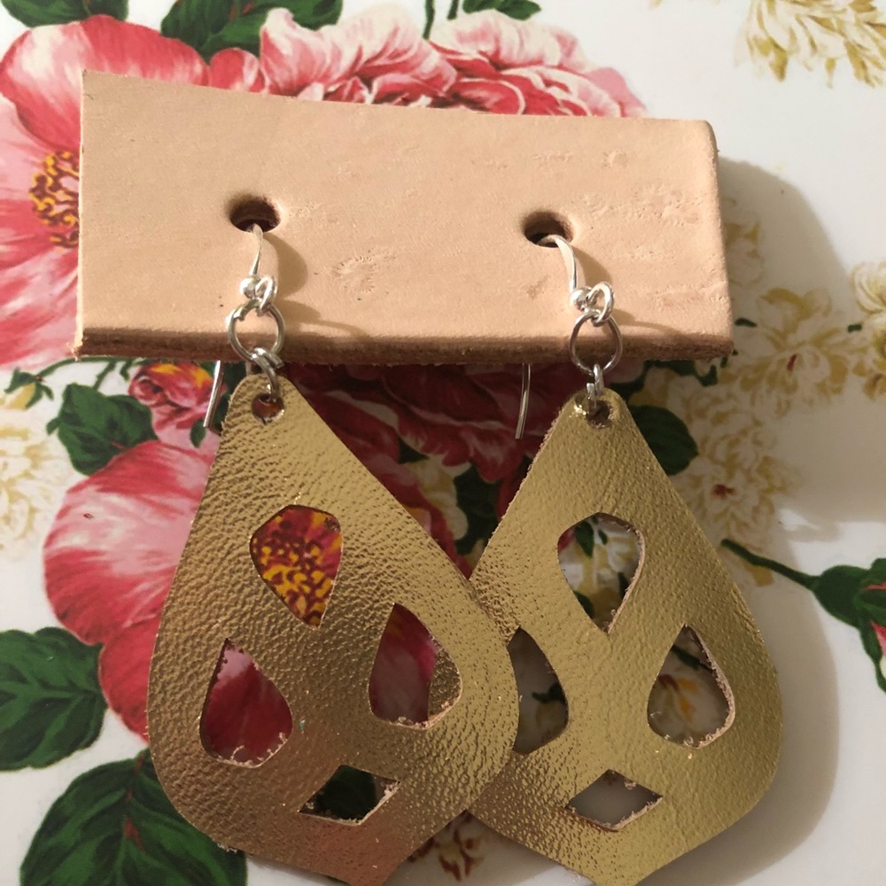 Gold Leather Earrings
